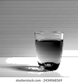 Una imagen de una taza sobre un fondo de rayas.