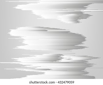 Glitched linear monochrome gradient structure. Digital metallic storm clouds. Modern abstract background. Element of design for a poster, cover, invitation, business card, postcard or web.