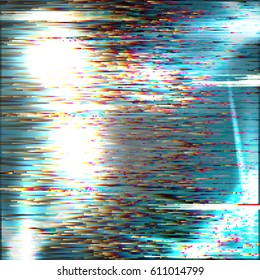 Glitched lines And Colorful Rectangular Shapes. Bunch Of Collapsing Big Data. Signal Error In The Dark Digital Space. Abstract Background Illustration. Element Of Design For Poster, Invitation Or Web.