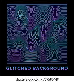 Glitched neon surface on dark backround.