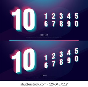 Glitched numbers alphabet font design. Number headline, typeface, logo, fonts letters and numbers. typography technology design concept