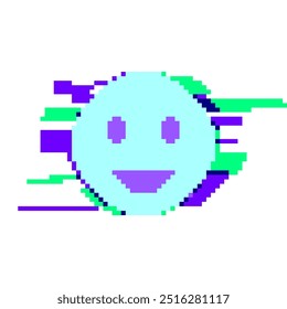 Glitched Pixel Smiley, ilustración de tono de color peculiar