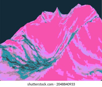 Glitched and pixelated 3d landscape.