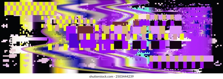 Glitched screen with colorful random neon pixel noise and flickers.