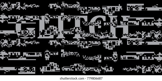 Glitched shapes. Random digital signal error. Abstract contemporary background made of colorful pixel mosaic. Element of design for a trendy poster, cover, business card,