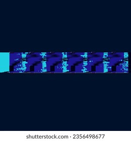 Glitched Signal bending line effect template, Blue and Cyan