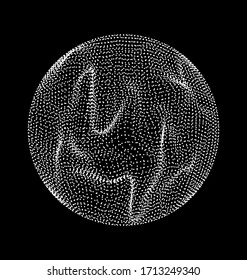 Glitched sphere made of particles. Technology and science abstract illustration. 