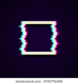 Glitched Square Frame. Distorted Glitch Style Modern Background. Glow Design for Graphic Design - Banner, Poster, Flyer, Brochure, Card.