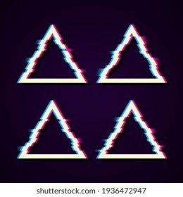 Glitched Triangle Frame Design. Distorted Glitch Style Modern Background. Glow Design for Graphic Design - Banner, Poster, Flyer, Brochure, Card.