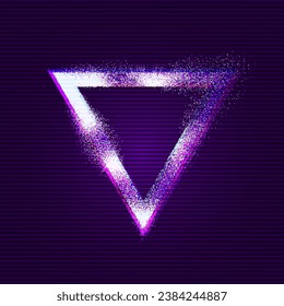 Glitched Triangle Frame Design. Distorted Glitch Style Modern Background. Glow Triangle Design for Graphic Design - Banner, Poster, Flyer, Brochure, Card. Vector Illustration.