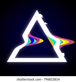 Glitched Triangle Frame Design. Distorted Glitch Style Modern Background. Glow Design for Graphic Design - Banner, Poster, Flyer, Brochure, Card. Vector Illustration for you business
