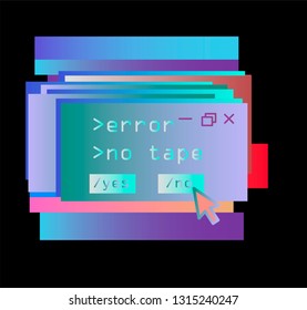 Glitched window frame with mouse cursor, Conceptual image of computer error. Abstract cyberpunk/ webpunk vector illustration.