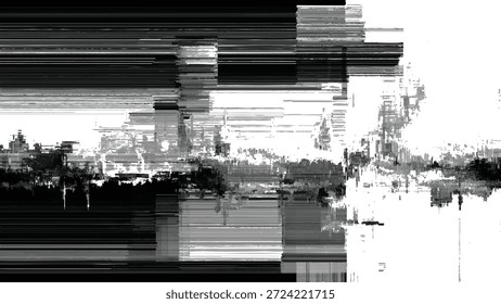 Imagen digital distorsionada con líneas Horizontales y píxeles de fondo techno abstracto