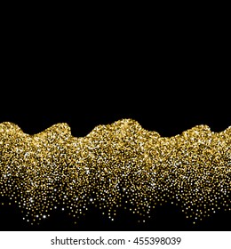 Glitter abstract wave of scattered golden confetti