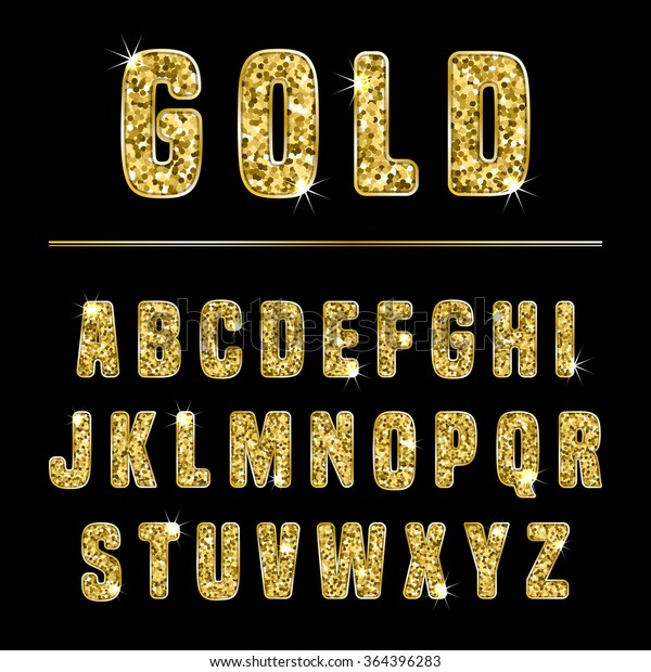 Glitter Alphabet Made Gold Shiny Confetti Stock Vector (Royalty Free ...