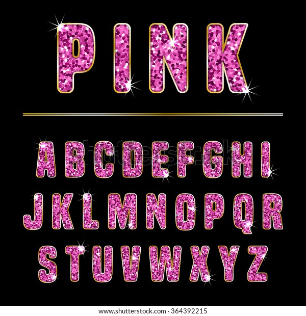 Glitter Alphabet Made Pink Shiny Confetti Stock Vector (Royalty Free ...