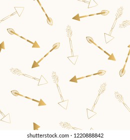 Glitter arrow pattern. Golden elegant background.
