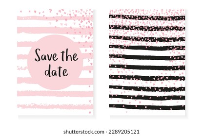 Glitter Backdrop. White Girly Art. Rose Glittery Particle. Stripe Fashion Paint. Save Date Particles Set. Pink Abstract Effect. Glowing Illustration. Pink Glitter Backdrop