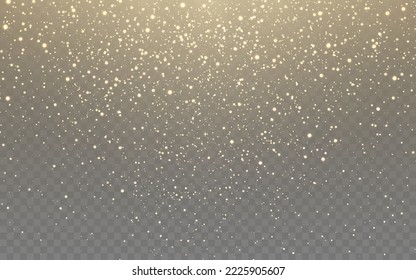 Glitter background. Falling glowing particles. Luxury greeting card. Magic sparkling effect template. Rich shiny stardust. Gold shining confetti explosion. Vector illustration.