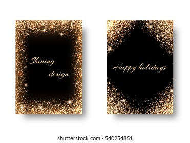Glitter background for festive decoration. Set backs with golden light effects. Celebrating the New Year, 2017