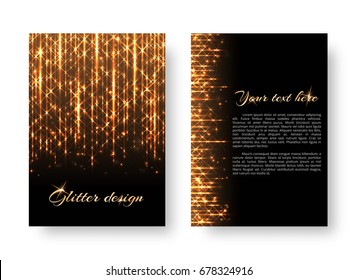 Glitter background with new year light. Lens flare vector on a black backdrop.