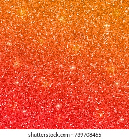 Glitter background with orange red color gradient. Vector illustration