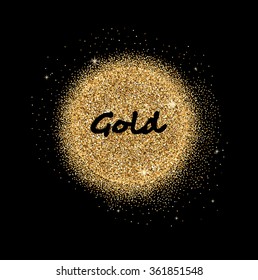 Glitter Background with space for your text.  Gold glittering circle for card, vip, exclusive, certificate, gift, luxury, privilege, voucher, store, present, shopping.Vector illustration EPS 10