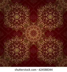 Glitter background. Vector luxury red background with golden elements.