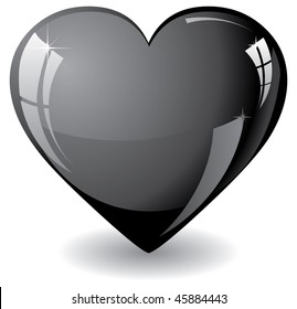 Glitter black heart, vector illustration