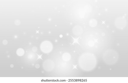 Glitter bokeh, vector illustration, abstract glitter flashes, glitter of light, sparkling magic stardust PNG, white sparkling confetti, bright glowing dust PNG.