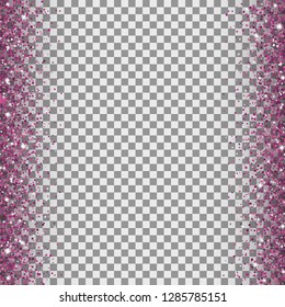 Glitter borders with pink sparkling texture and glow