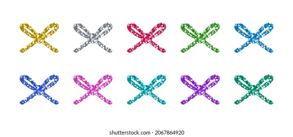 Glitter Bow Set In Differently Colors