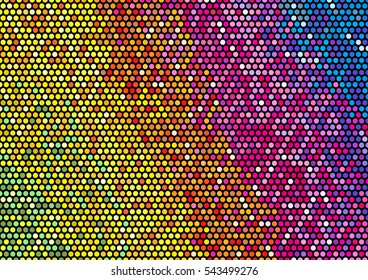 Glitter bright rainbow dot on black background.
