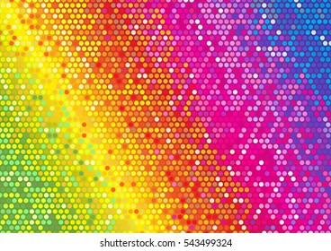 Glitter bright rainbow dot on rainbow background.