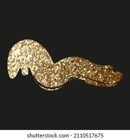 Icono de pincel brillante. Elemento texturizado. Golpe de pintura dorado para tu diseño aislado en el fondo negro. 