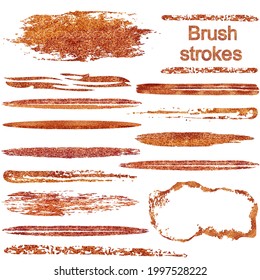 Glitter brush strokes. Vector design element. 