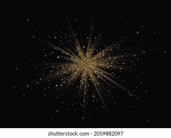 Glitter burst with golden texture. Vector background.