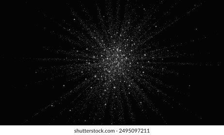 Glitter burst with silver texture. Vector background