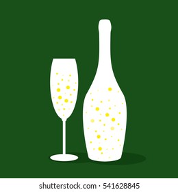 Glitter champagne card with space for text. Vector illustration