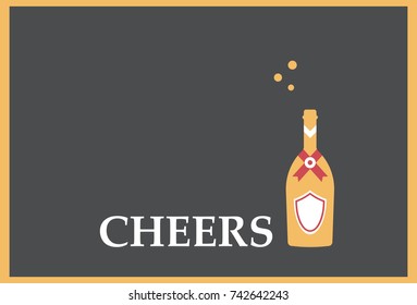 Glitter champagne card with space for text. Vector illustration.

