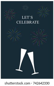 Glitter champagne card with space for text. Vector illustration.

