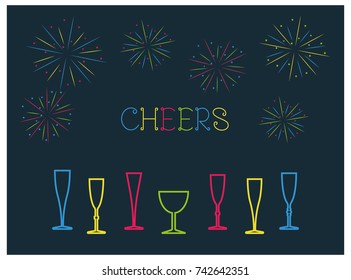 Glitter champagne card with space for text. Vector illustration.

