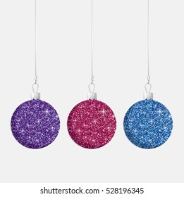 Glitter Christmas baubles in vector format.