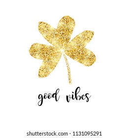 Glitter clover leaf vector illustration card