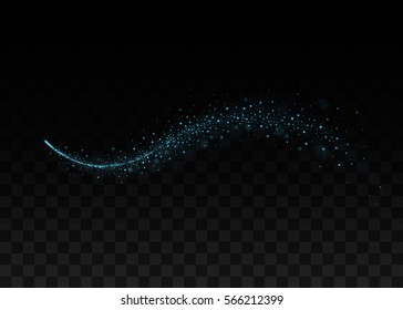 Tapa de cometa brillante. Aislado sobre fondo negro transparente. Ilustración del vector, pasos 10.