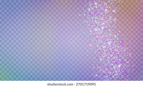 Glitter Confetti Background. Rainbow Shiny Sparkles For Carnaval And Party. Carnival Burst With Serpentine And Blazing Color Flare. Hologram Brilliant Light.  Pink Glitter Confetti