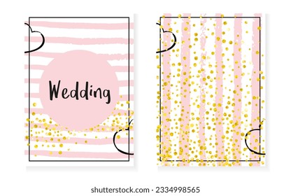 Glitter Confetti. Golden Premium Cover. Handdrawn Painting Set. White Effect. Stripe Holiday Invite. Rose Glowing Magazine. Pink Party Flyer. Golden Glitter Confetti