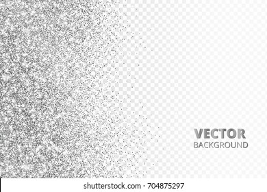 Glitter Confetti, Snow Falling From The Side.Vector Silver Dust Isolated On Transparent Background. Sparkling Border, Frame. Great For Wedding Invitations, Party Posters, Christmas And Birthday Cards.