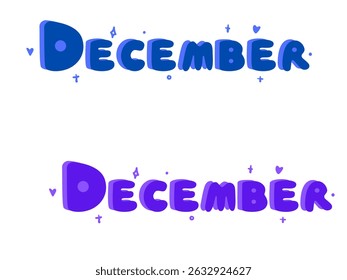 Glitter DECEMBER Letters Icon. December sign. Design for decorating, background, wallpaper, illustration.2025