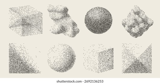 Fondo 3D de punto de brillo. Formas futuristas retro con el patrón brutalista para el diseño moderno..